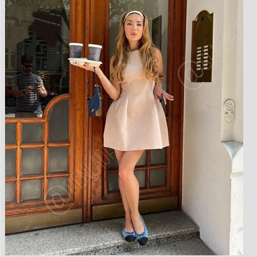 ZARA PINK BEIGE VOLUMINOUS SHORT DRESS